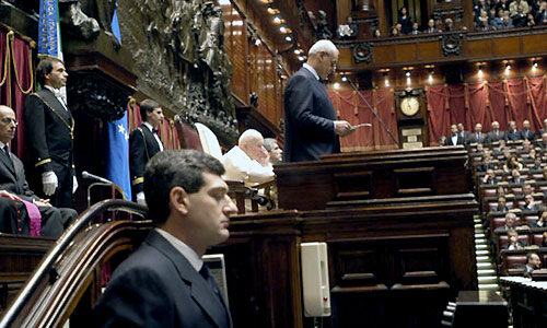 Discorso pronunciato in occasione della visita al Parlamento italiano di Sua Santità Giovanni Paolo II