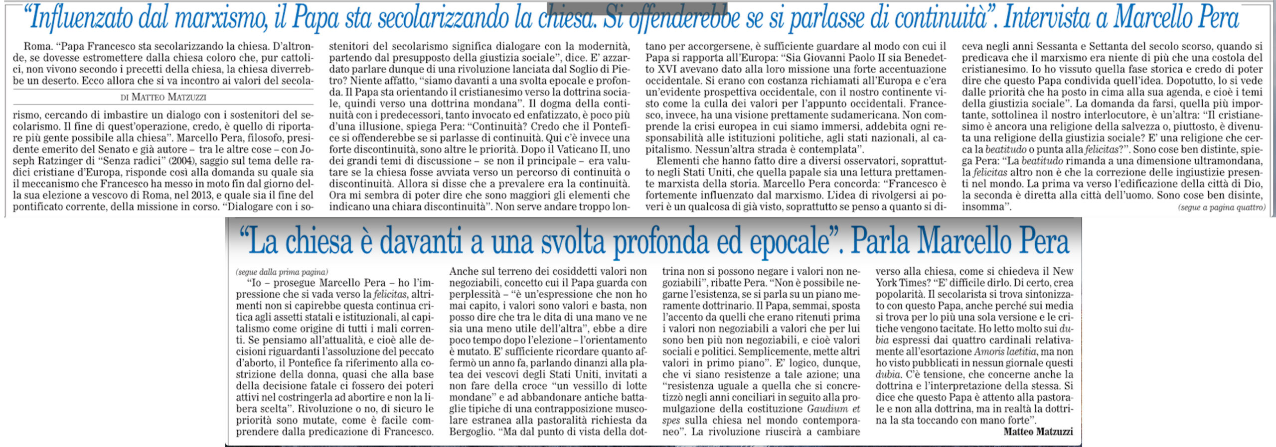 Intervista a Marcello Pera su 