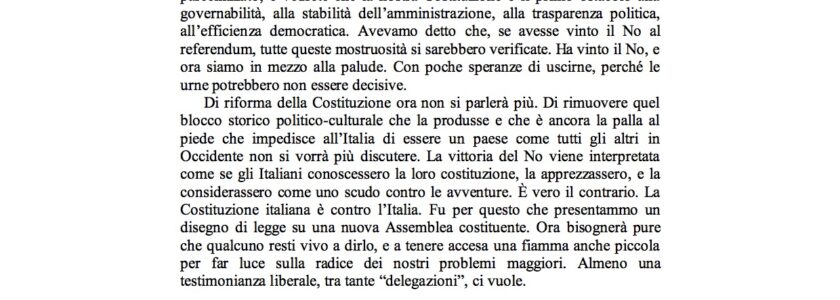 Una Costituzione contro l’Italia