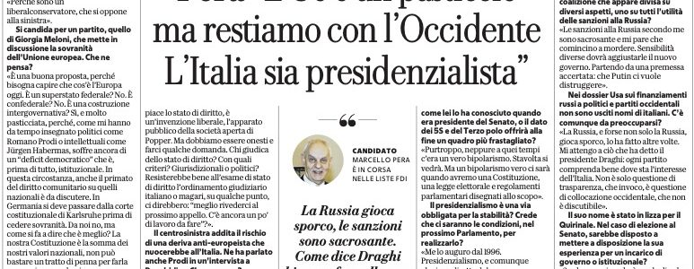 Intervista a Marcello Pera su “la Repubblica”
